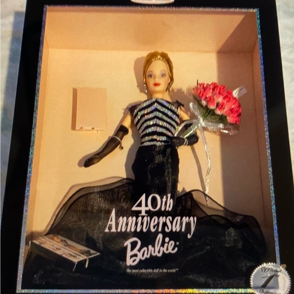 Barbie in Black and Silver Gown with Pink Accents 40th Anniversary  90’s